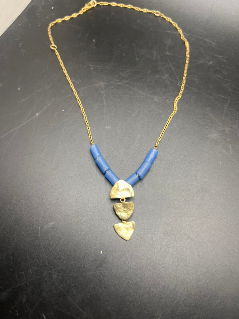 Blue glass Arrows necklace