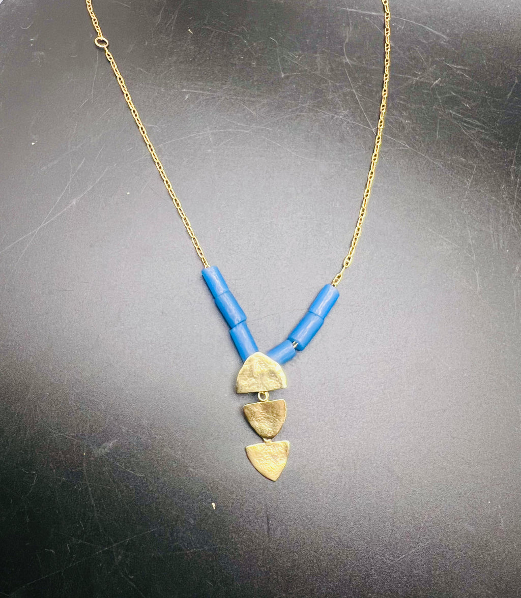 Blue glass Arrows necklace