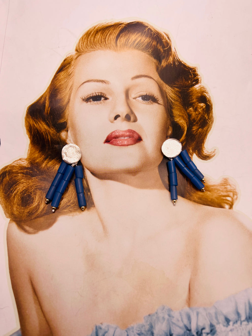 Vintage blue and silver earrings