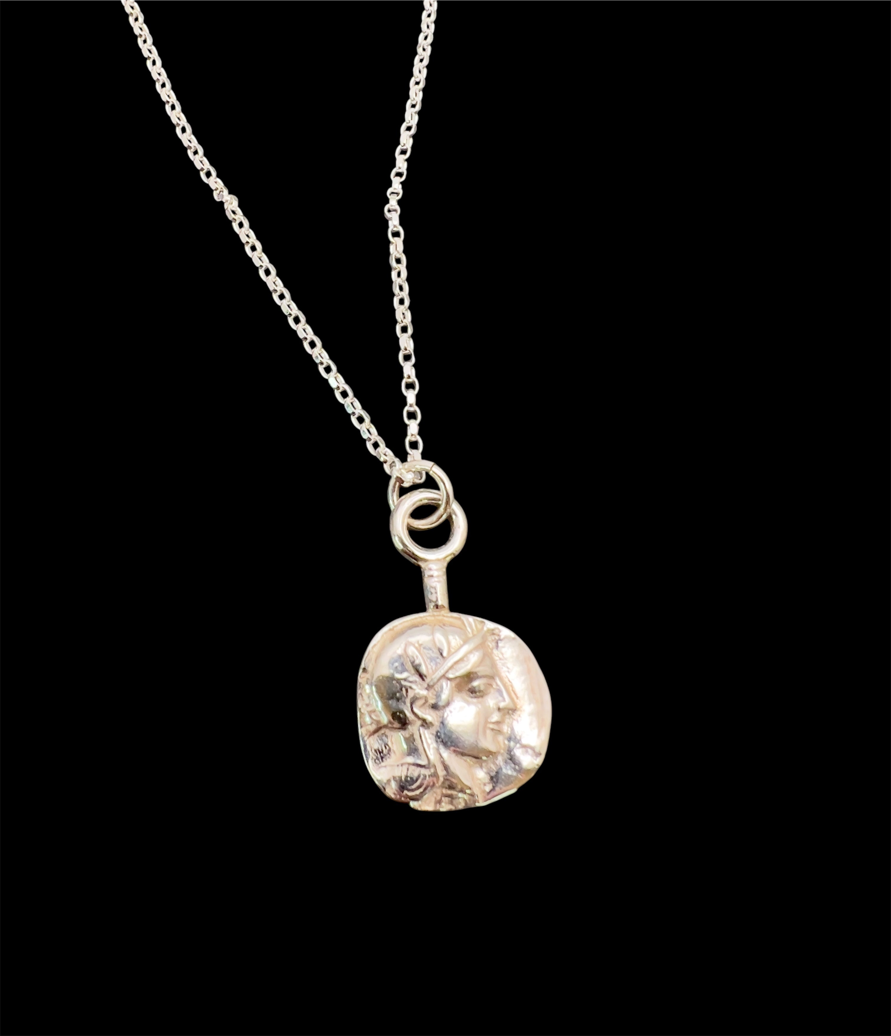 Athena and Her Owl Symbol Coin Pendant
