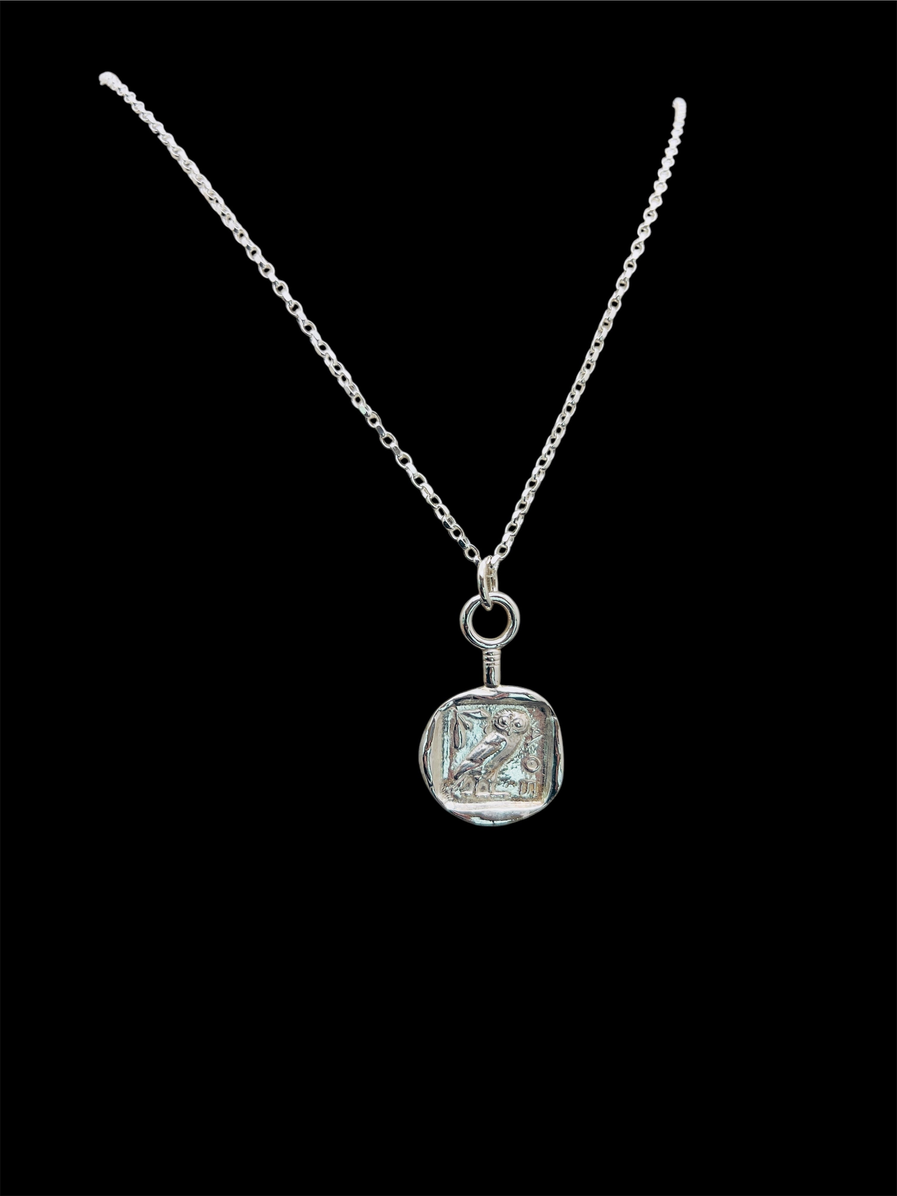 Athena and Her Owl Symbol Coin Pendant
