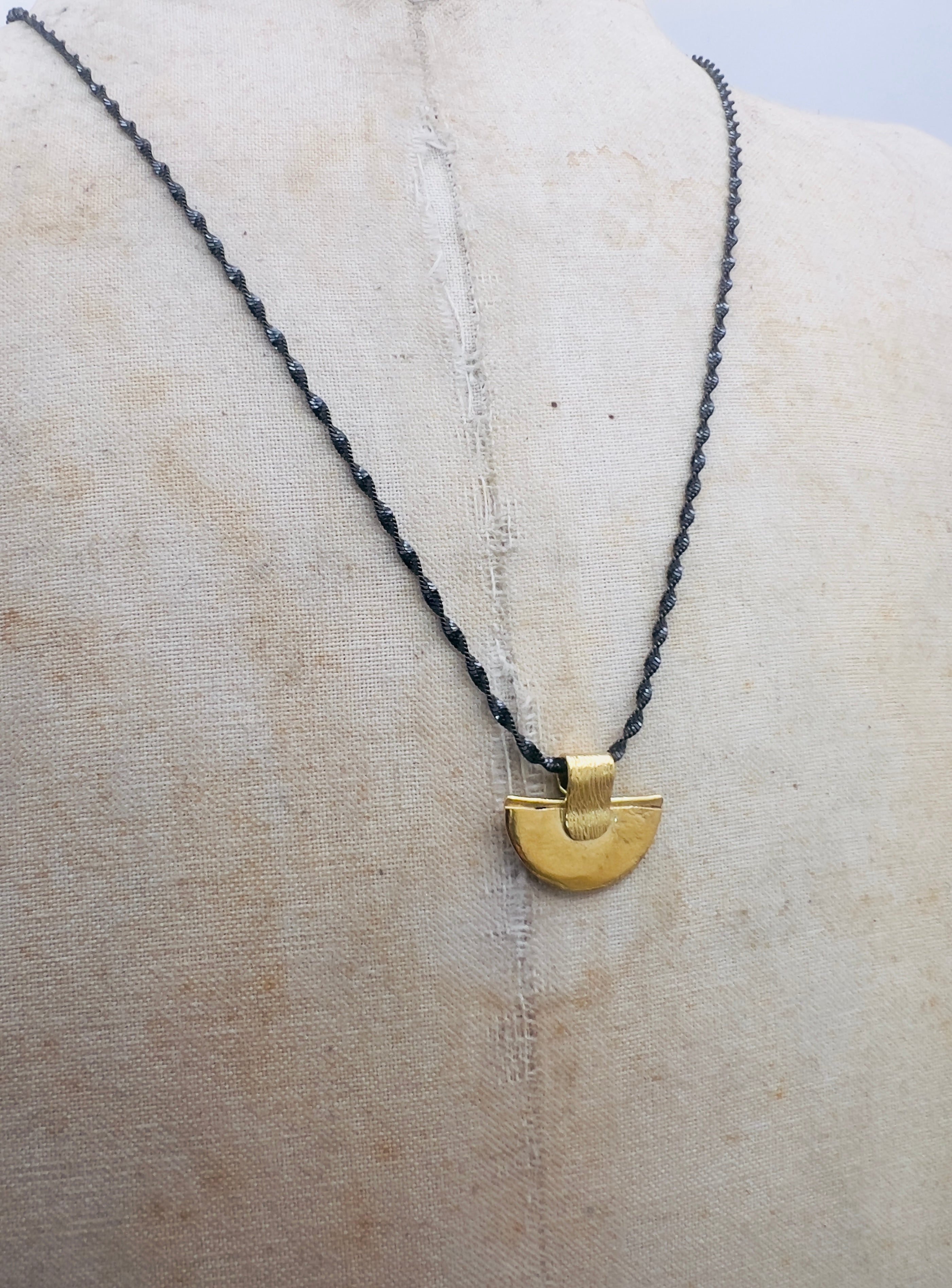 Half Sun on black necklace