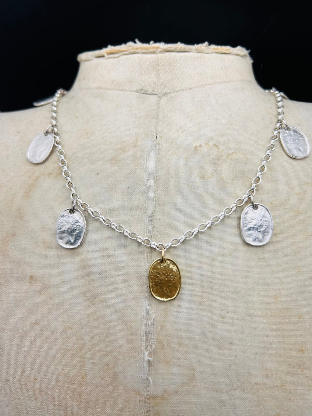 Silver and gold Lunaria necklace