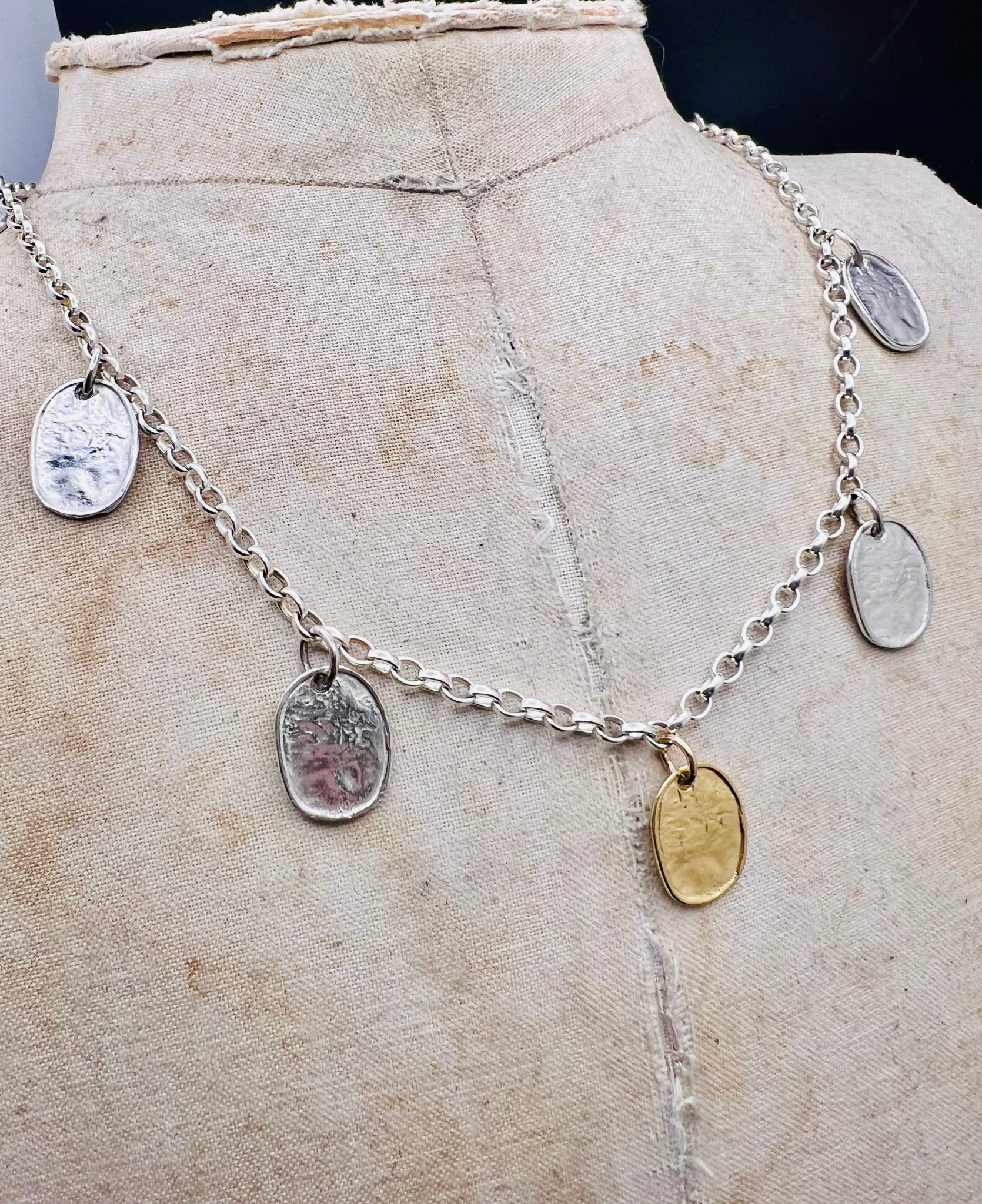 Silver and gold Lunaria necklace
