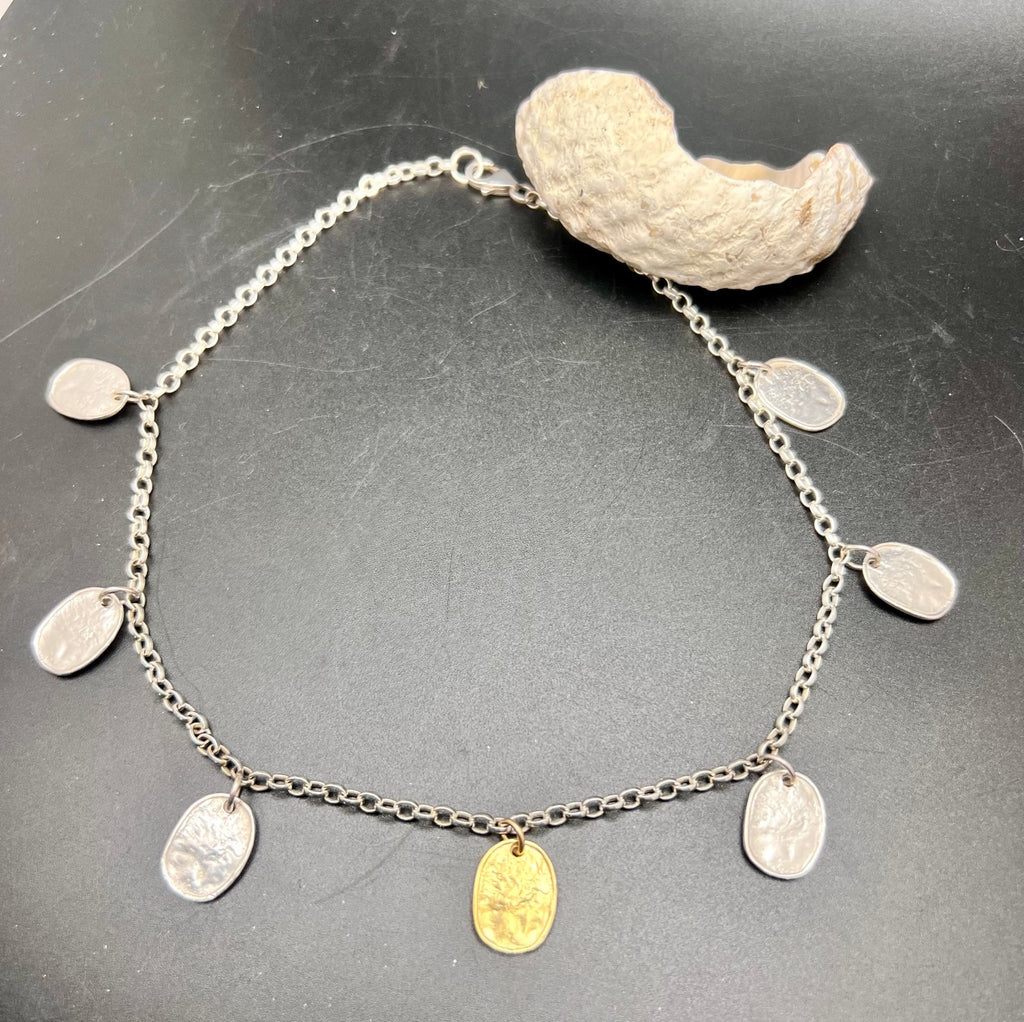 Silver and gold Lunaria necklace