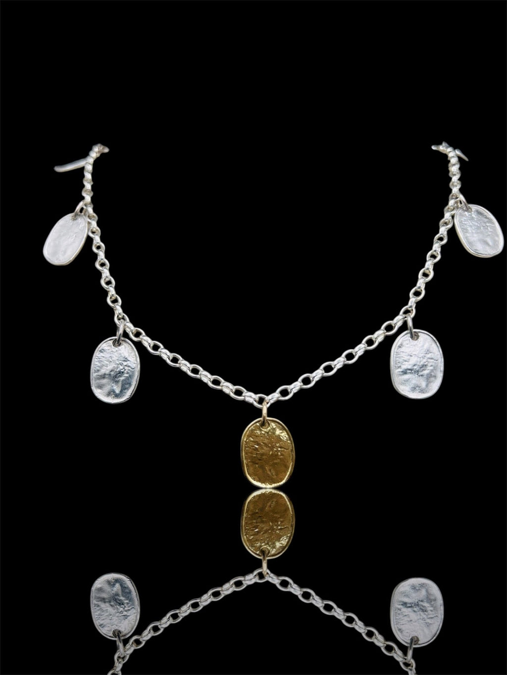 Silver and gold Lunaria necklace