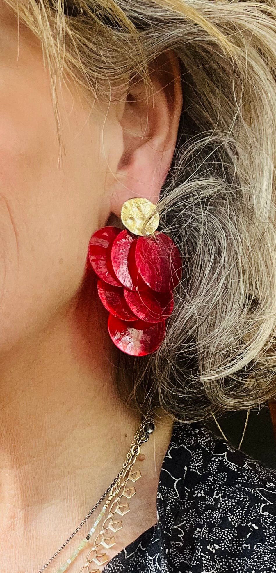 Red Disco Statement Earrings