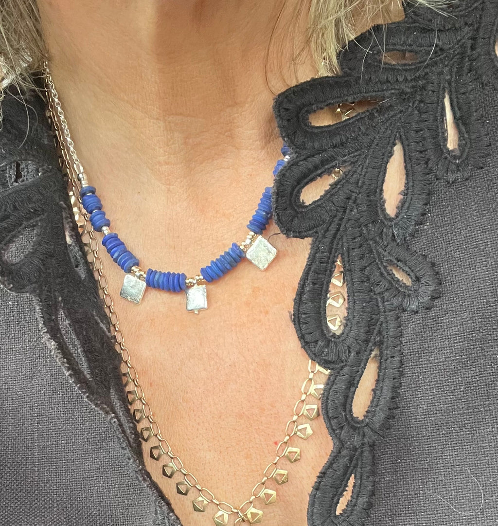 Lapis squares necklace