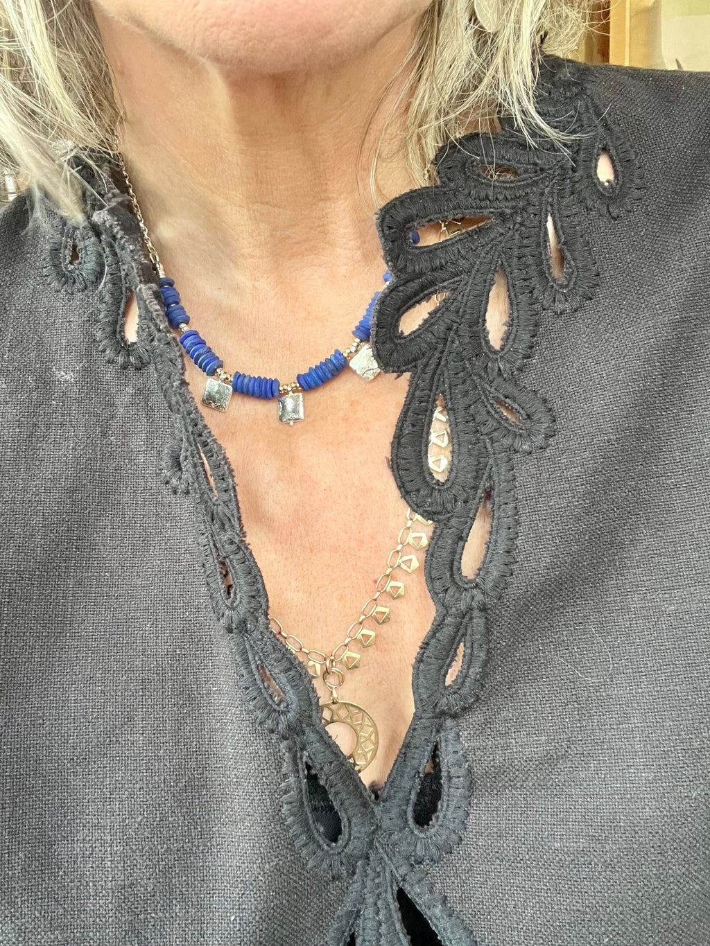 Lapis squares necklace