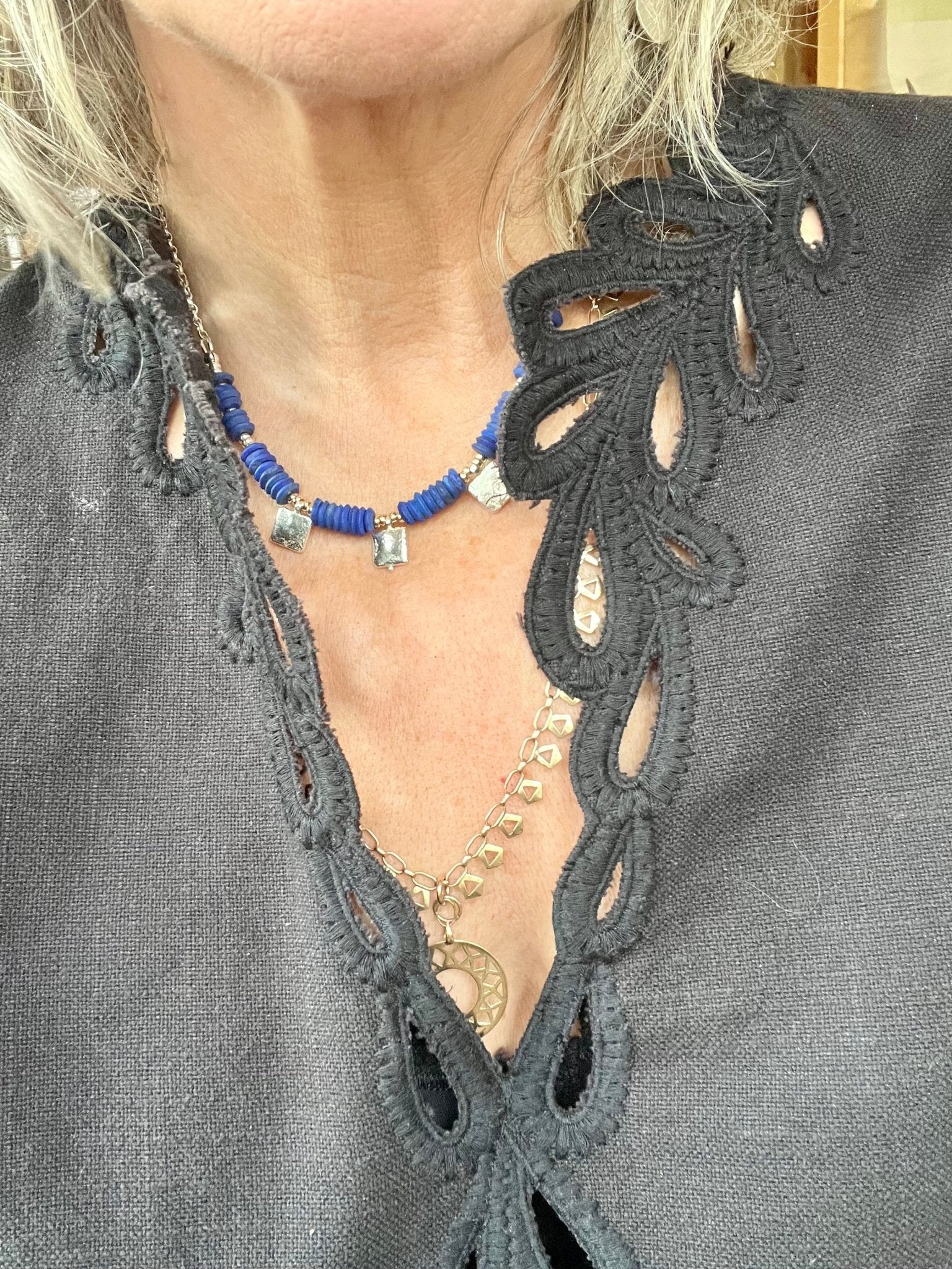 Lapis squares necklace