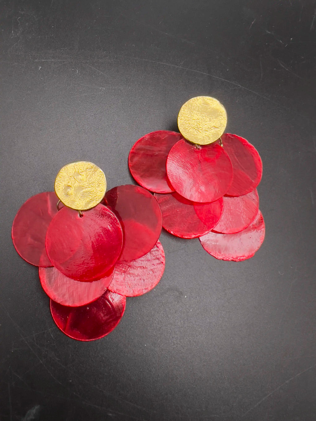 Red Disco Statement Earrings