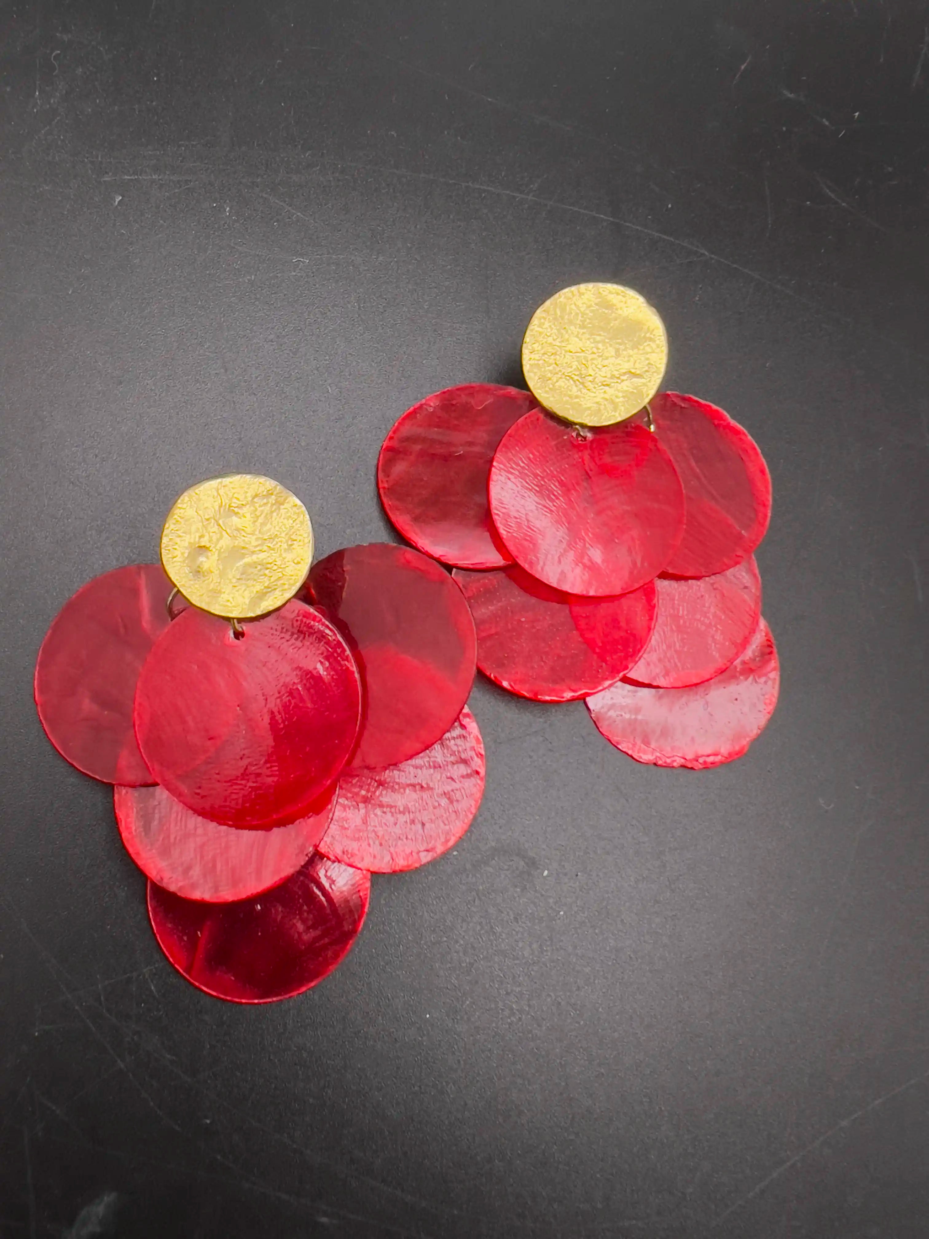 Red Disco Statement Earrings