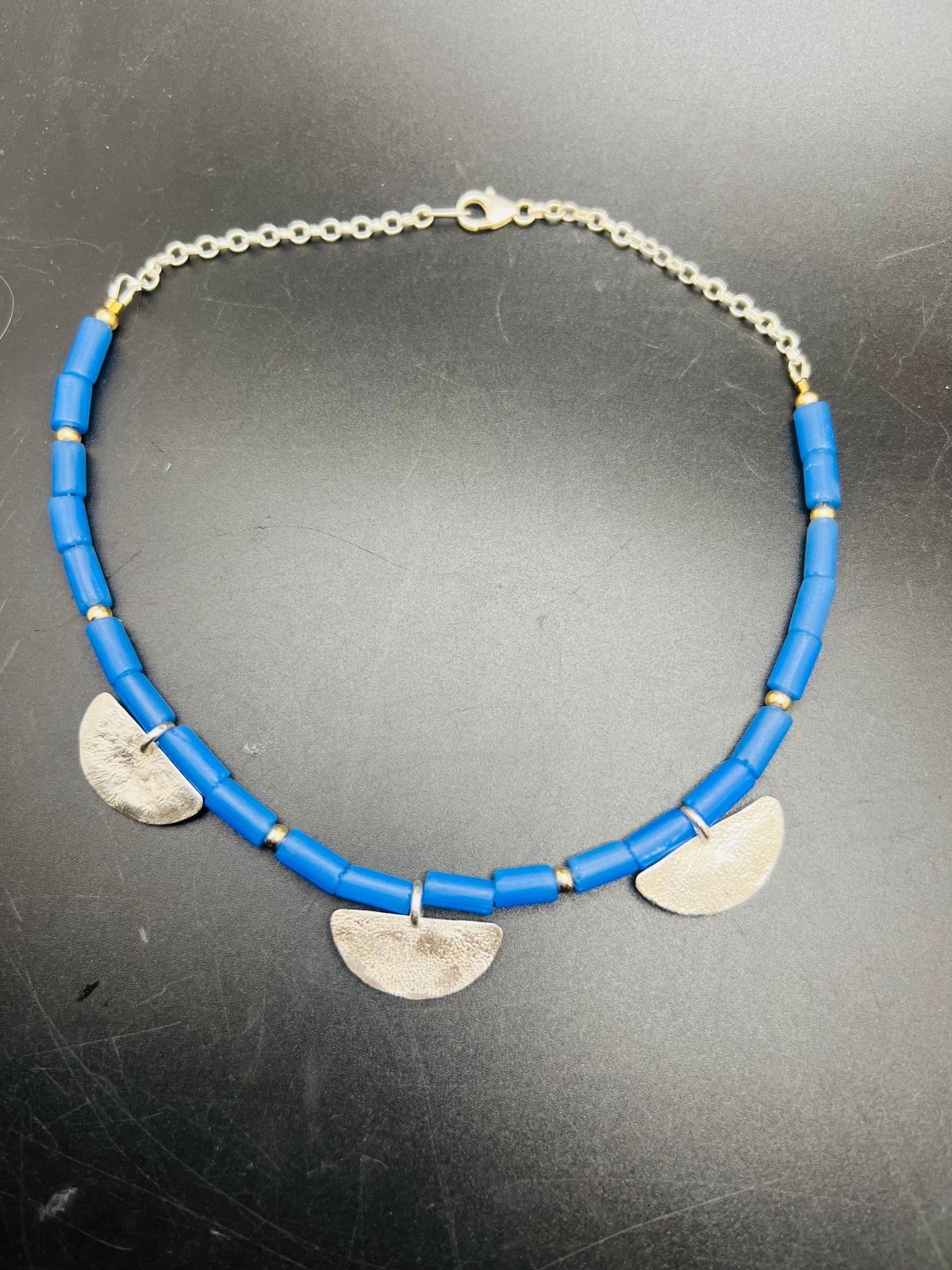 Sky blue half moons necklace