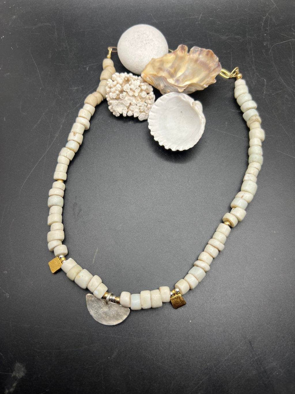 Porcelain trade bead necklace