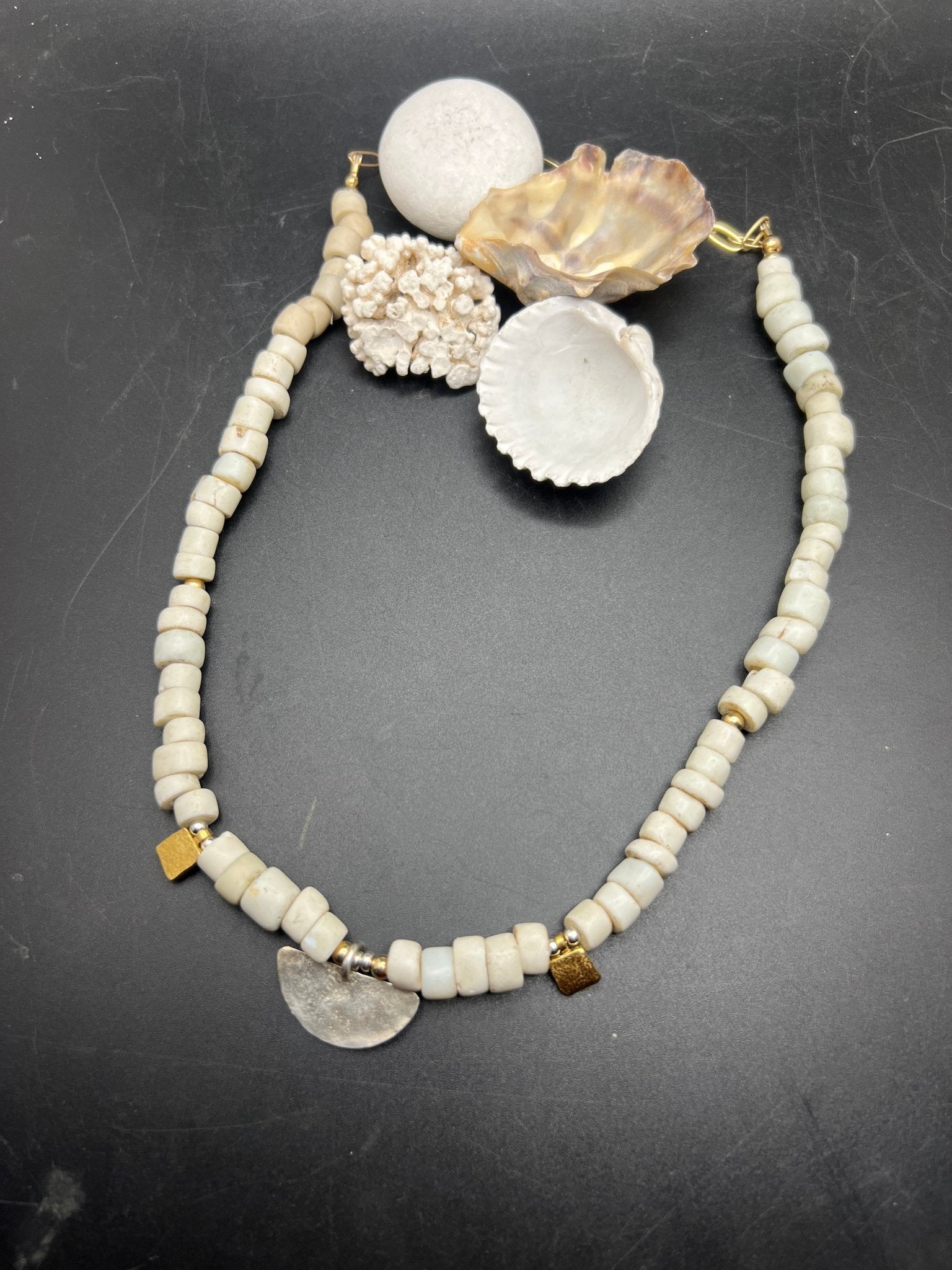 Porcelain trade bead necklace