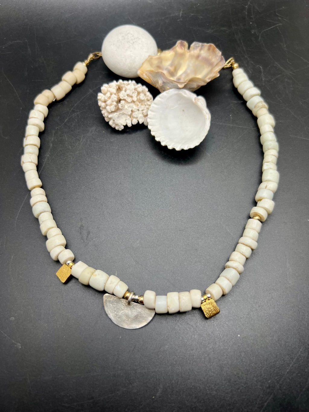 Porcelain trade bead necklace