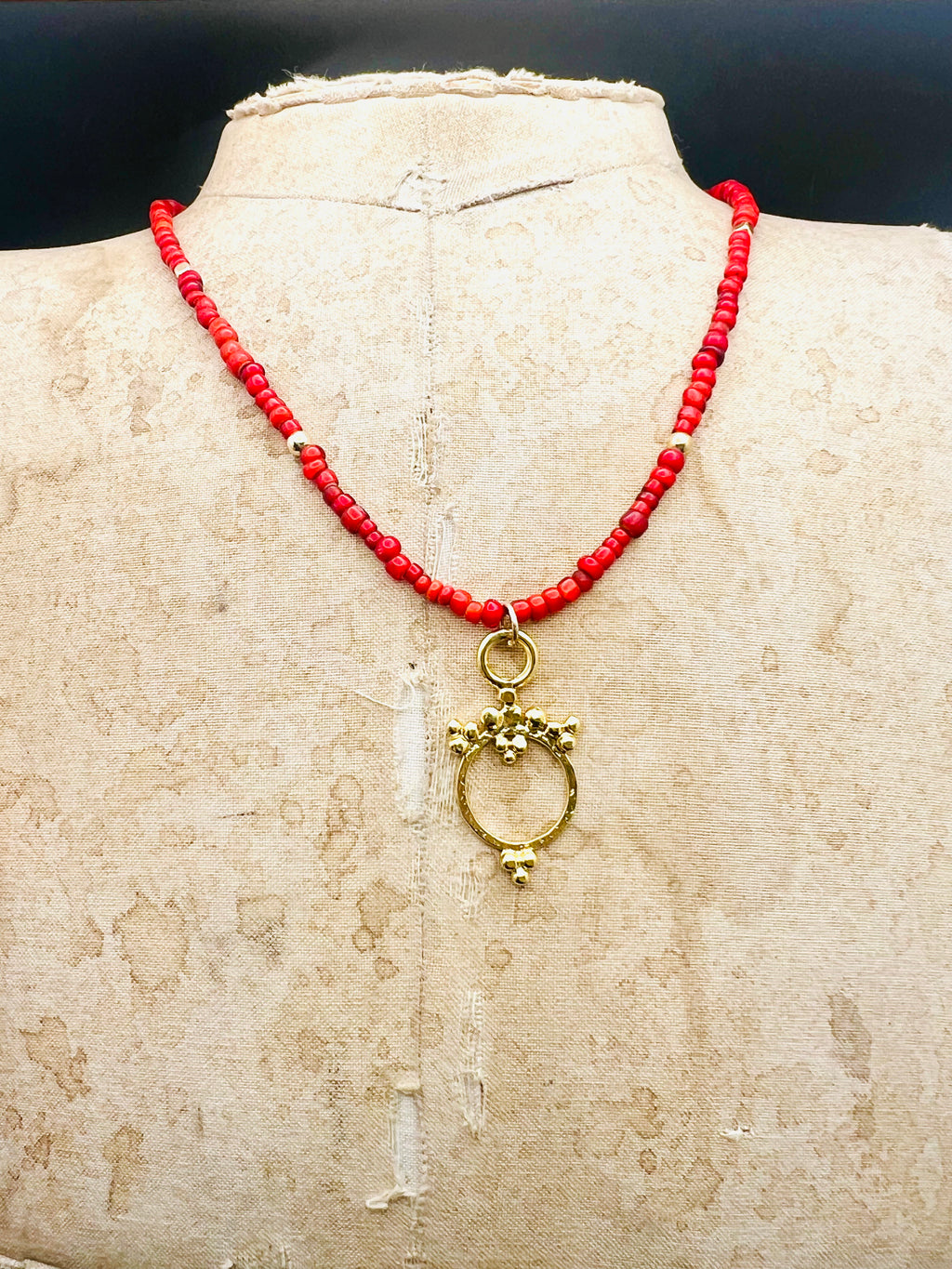 Red Glass Mata necklace