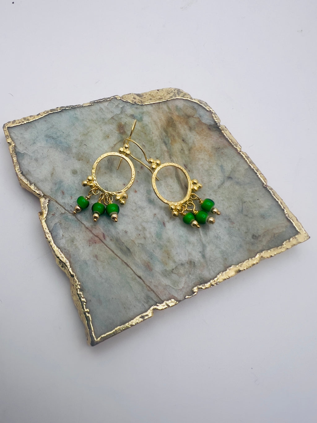 Green Mata gold earrings