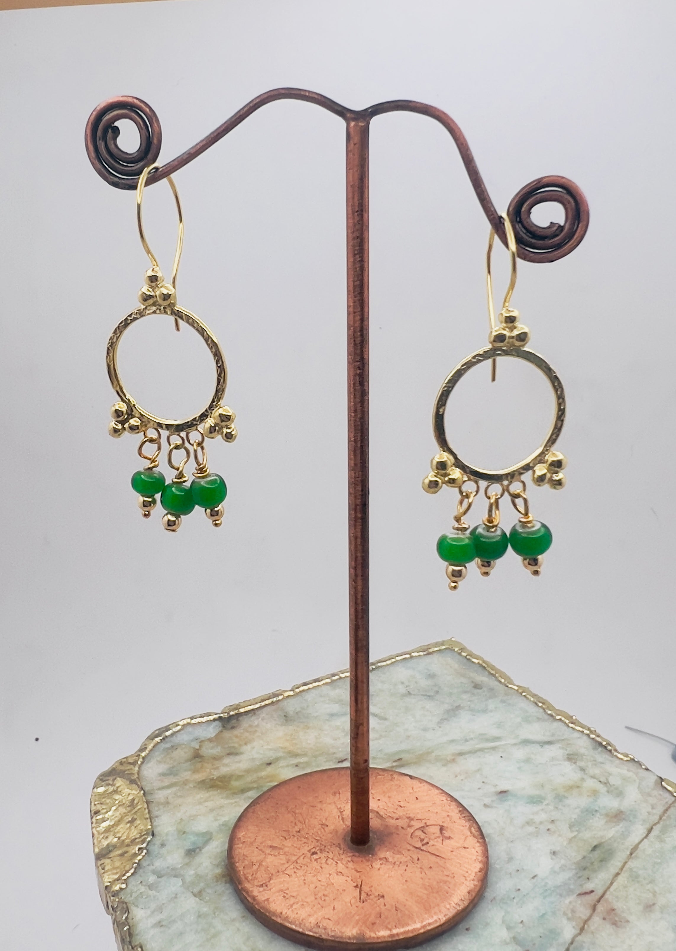 Green Mata gold earrings