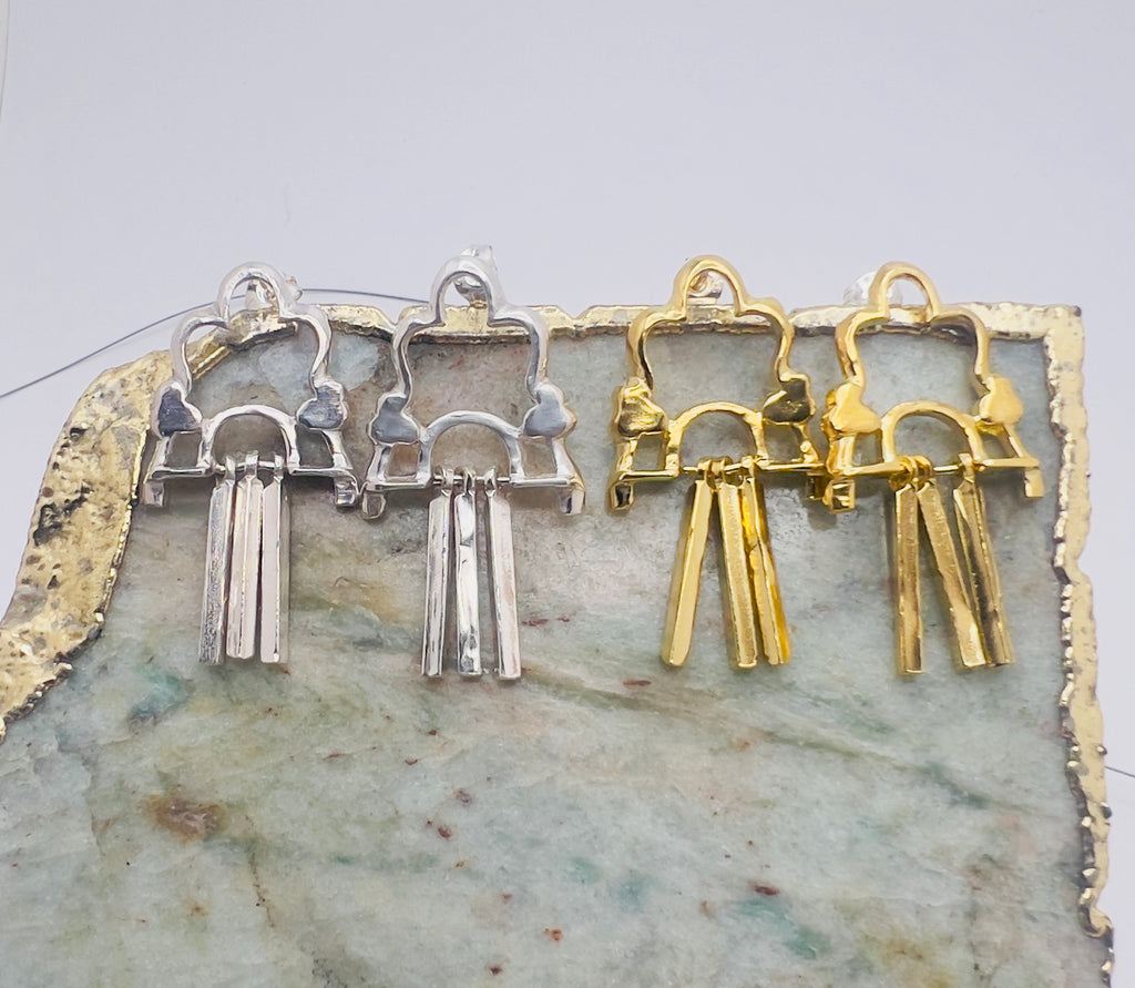 Silver or gold shikhara earrings