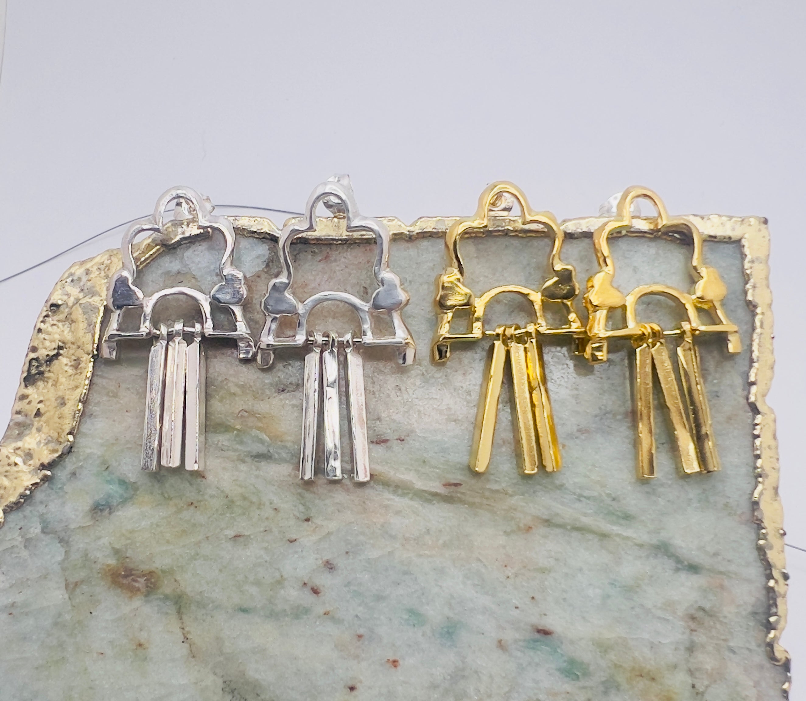 Silver or gold shikhara earrings