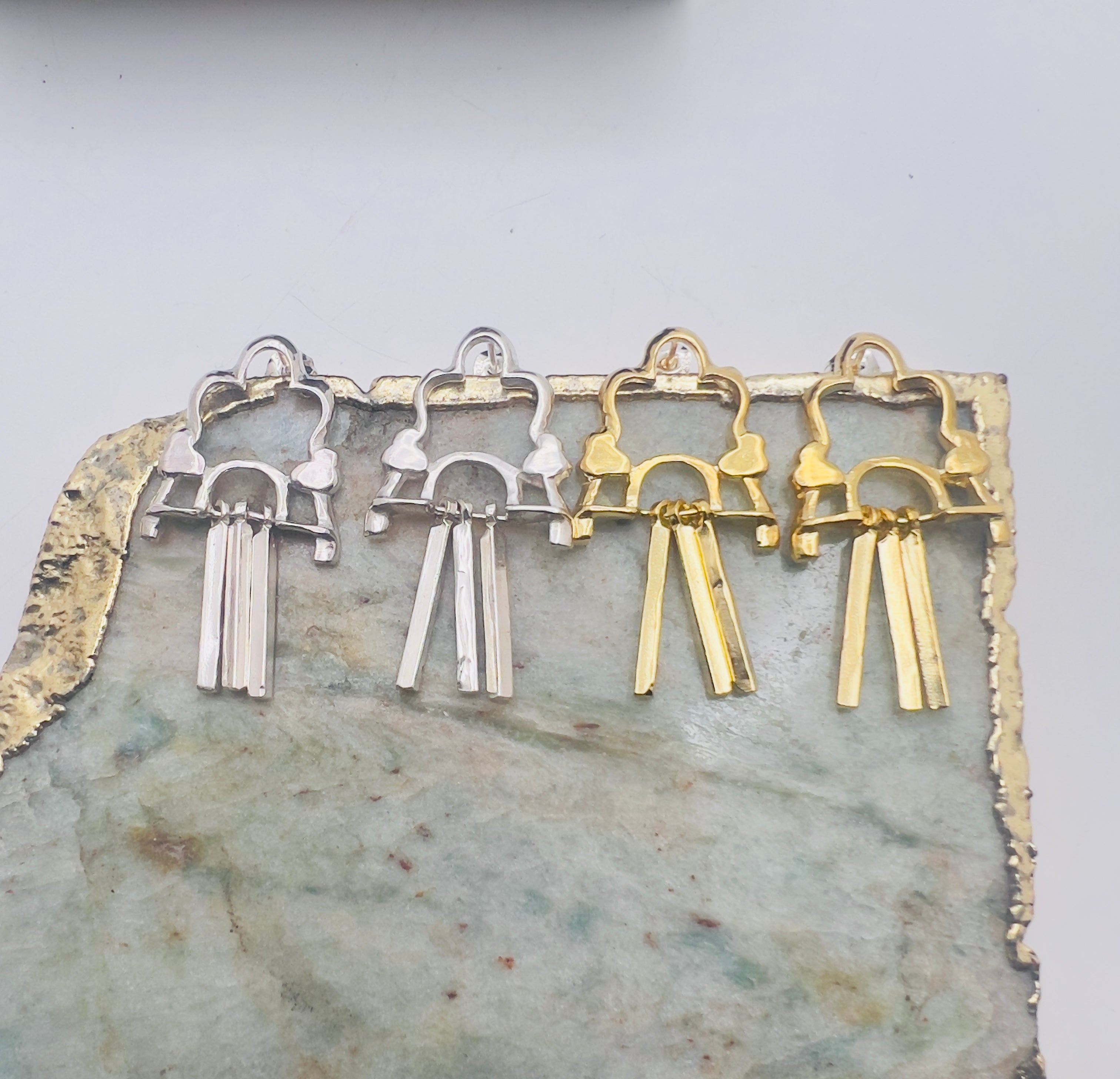 Silver or gold shikhara earrings