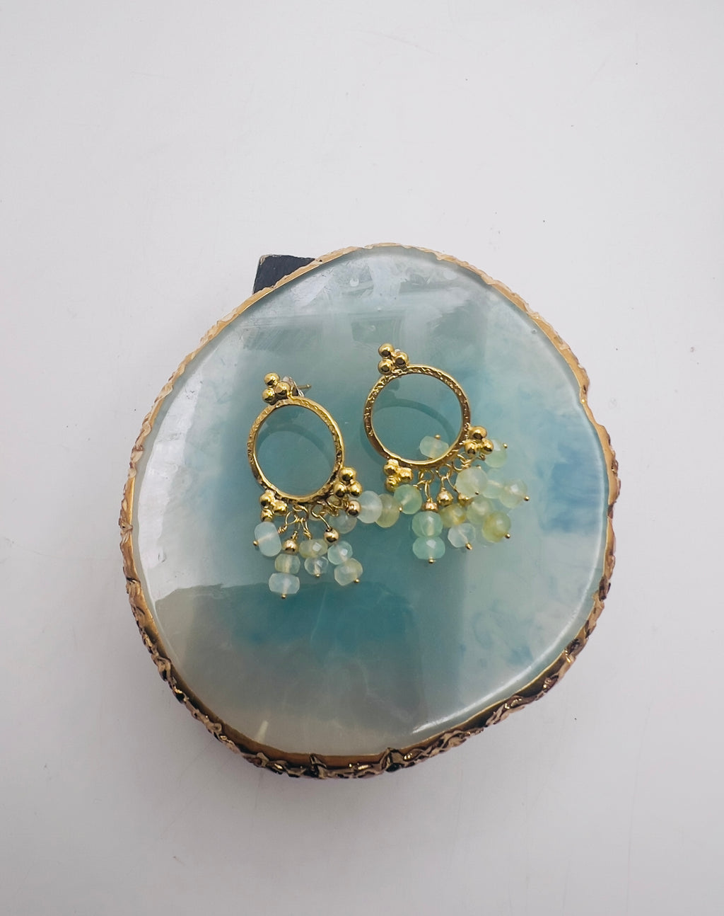 Mata pale green opal earrings