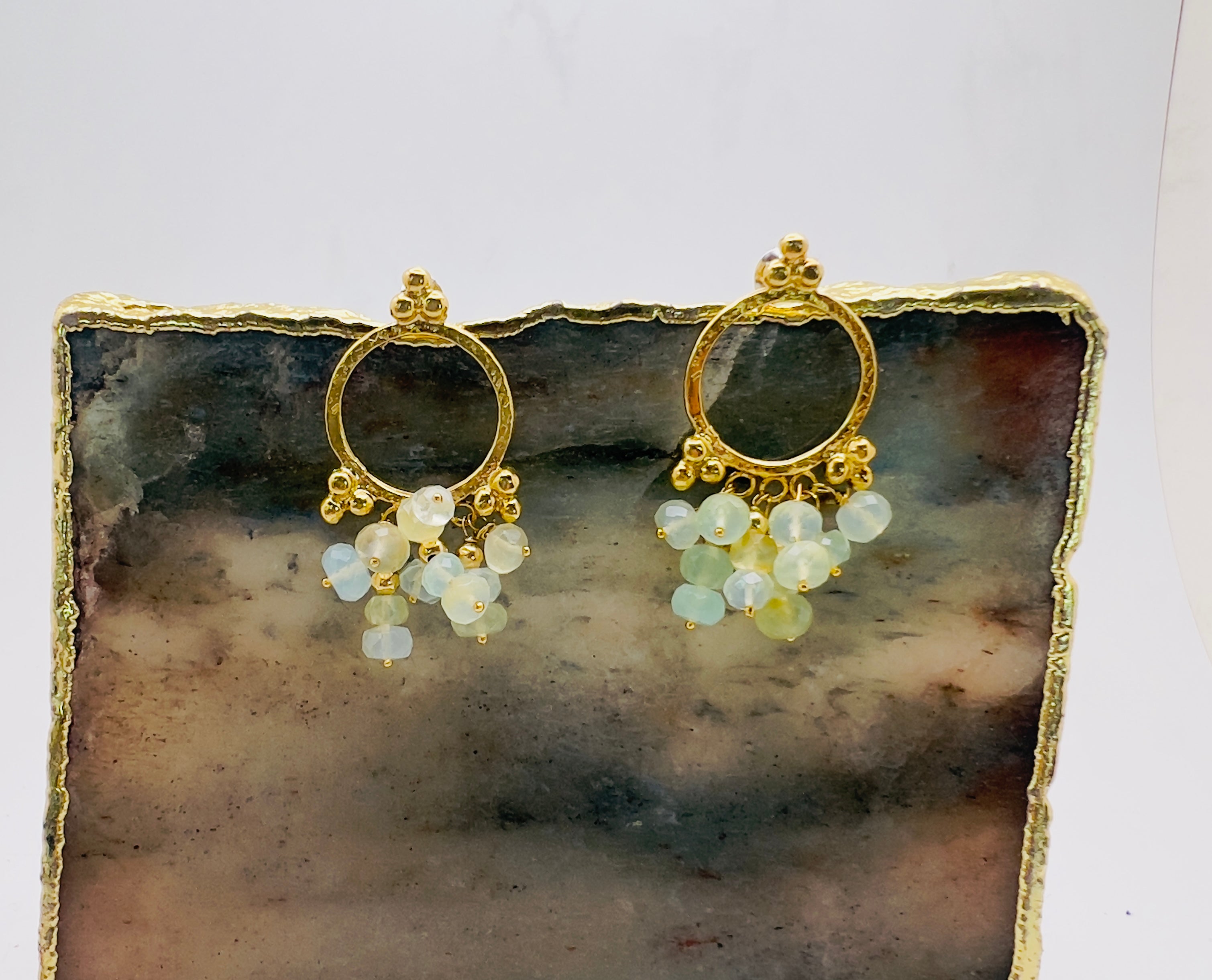 Mata pale green opal earrings
