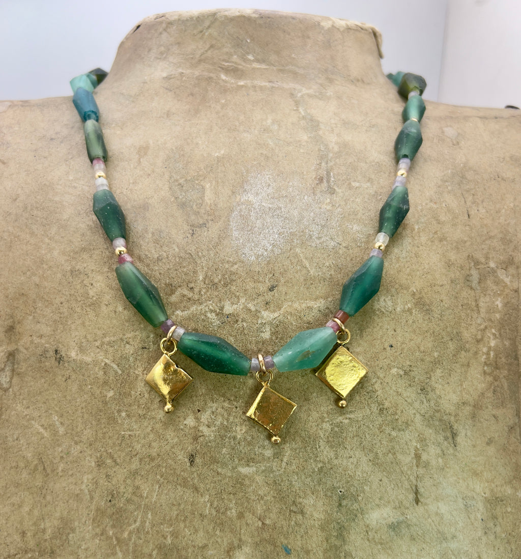 Green Glass Goddess necklace