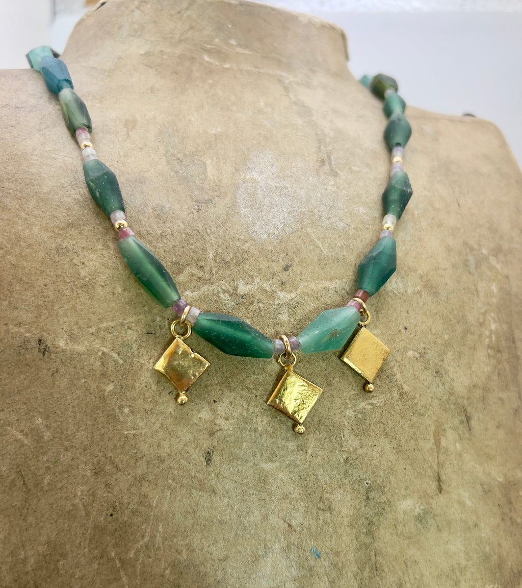 Green Glass Goddess necklace