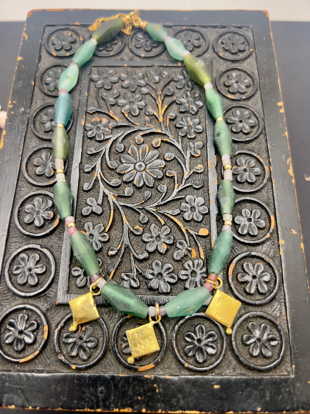 Green Glass Goddess necklace
