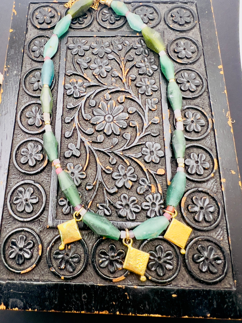 Green Glass Goddess necklace