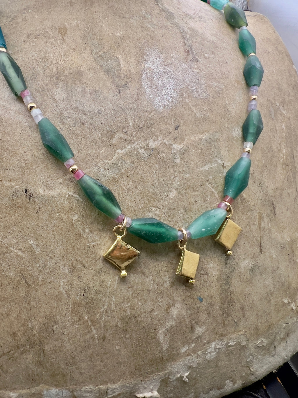 Green Glass Goddess necklace