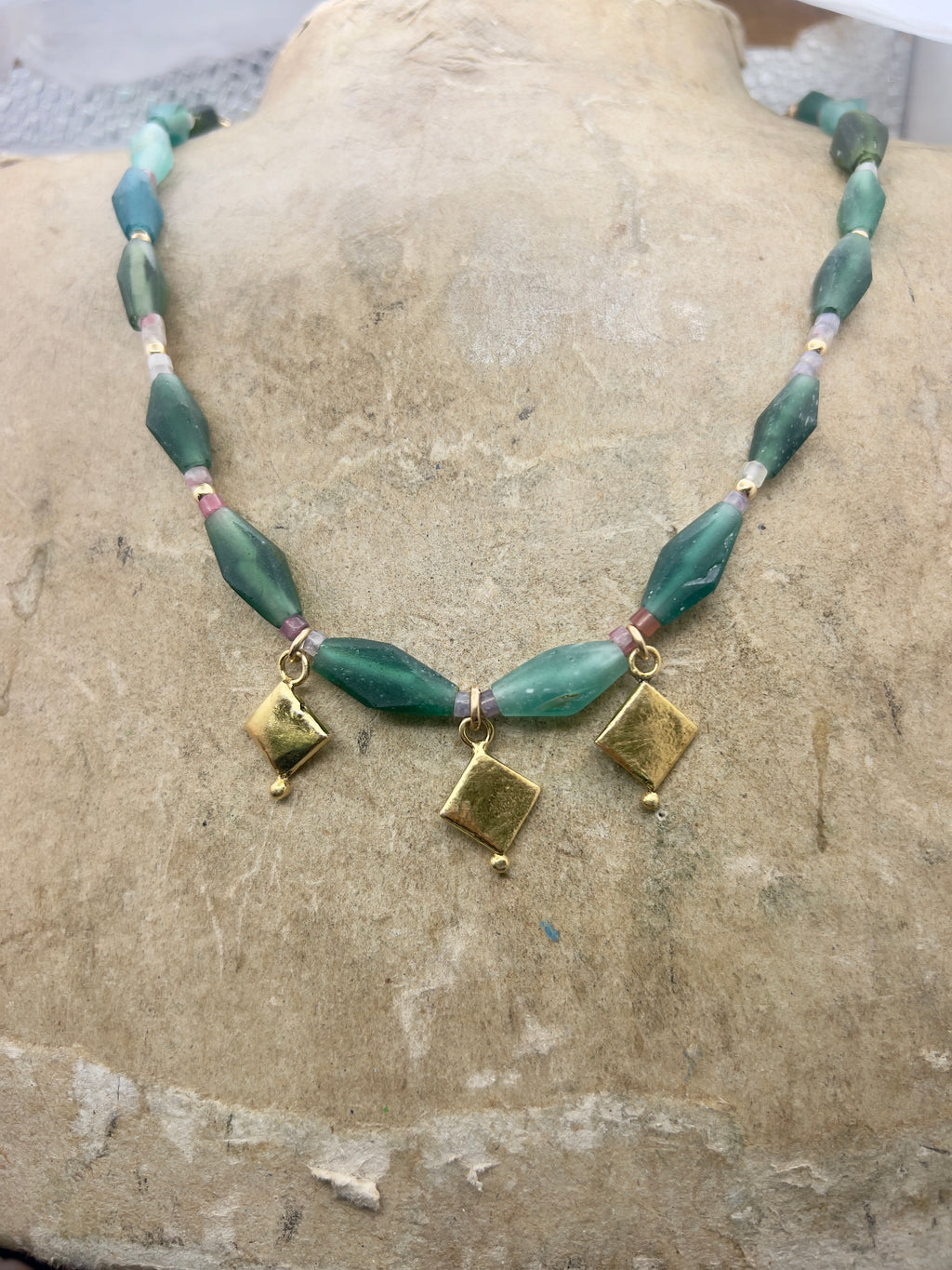 Green Glass Goddess necklace