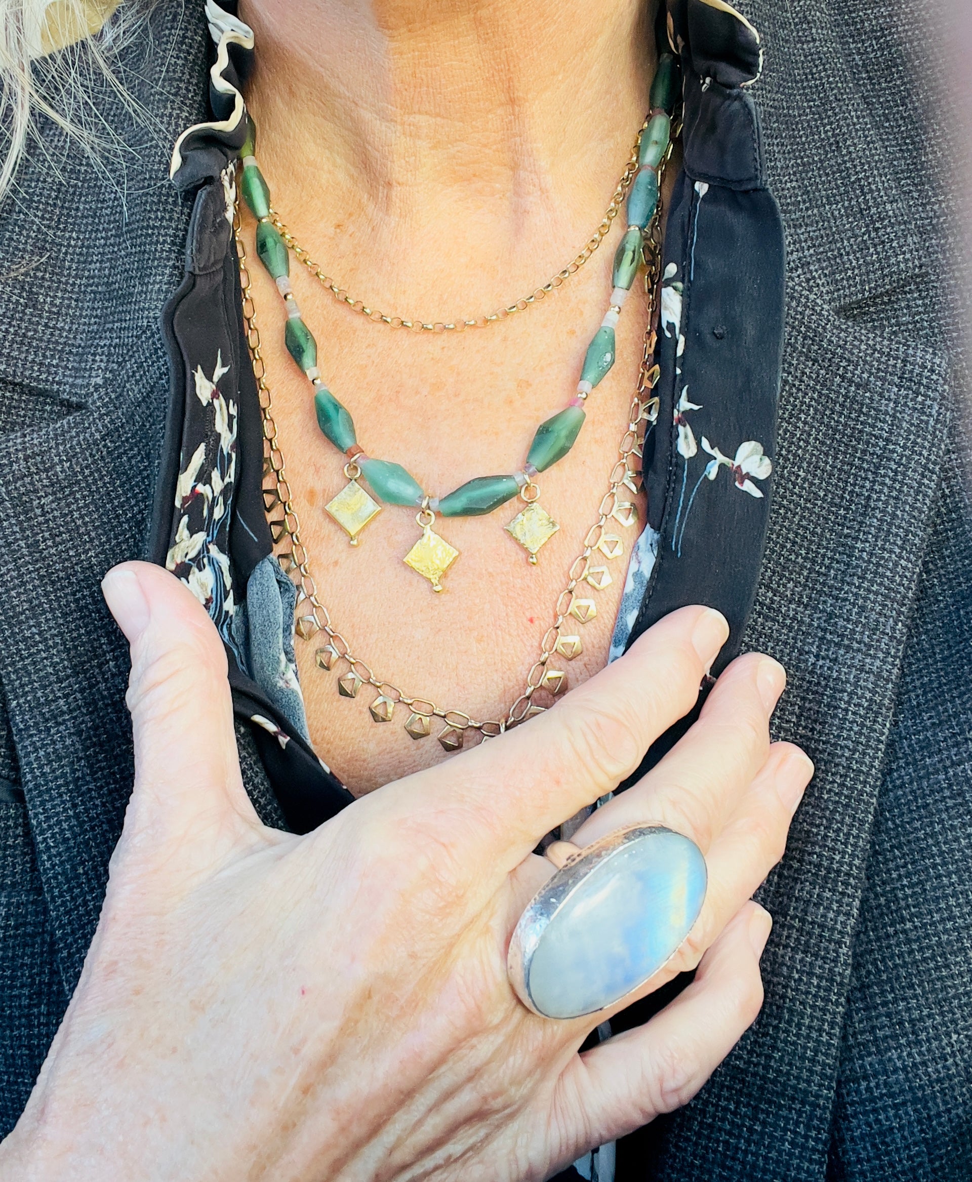 Green Glass Goddess necklace
