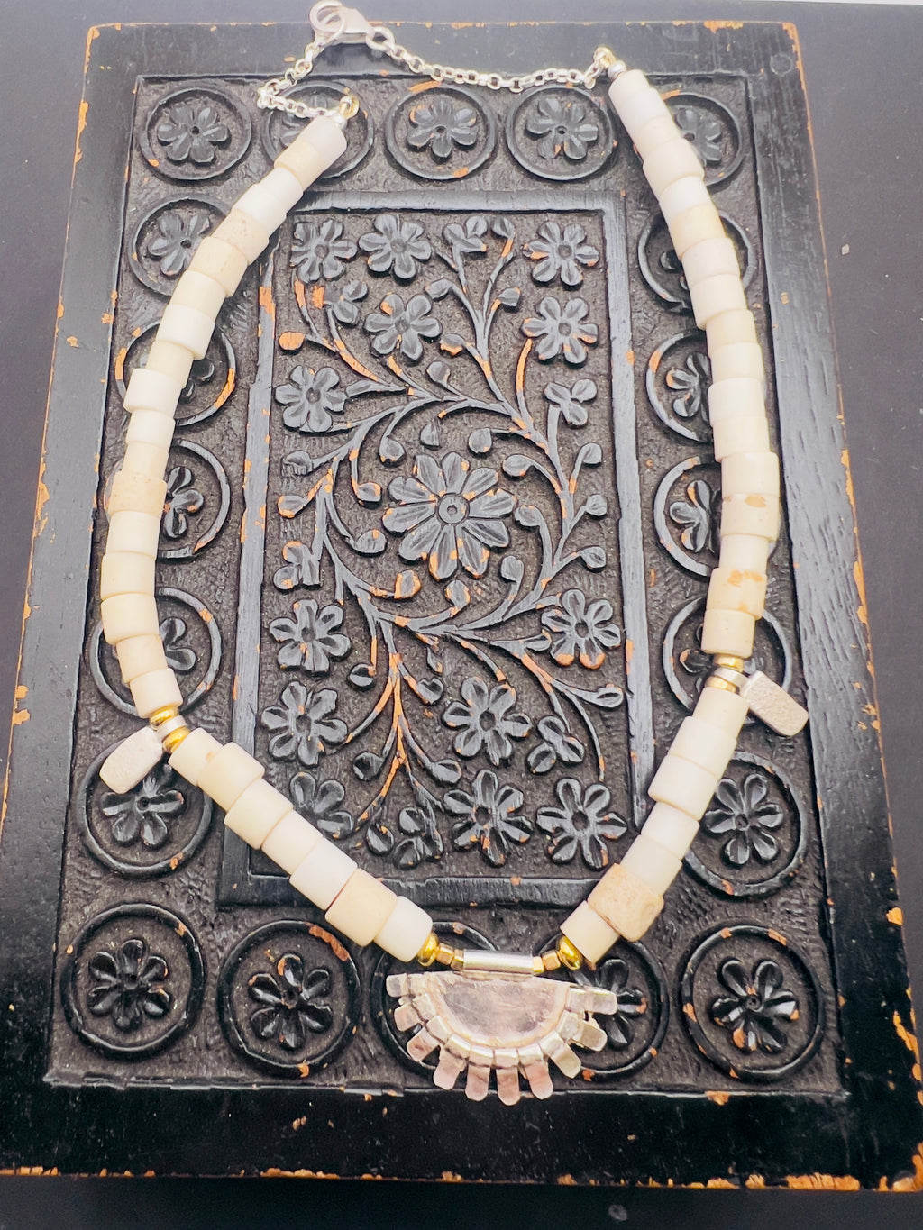 Porcelain trade bead Aztec necklace