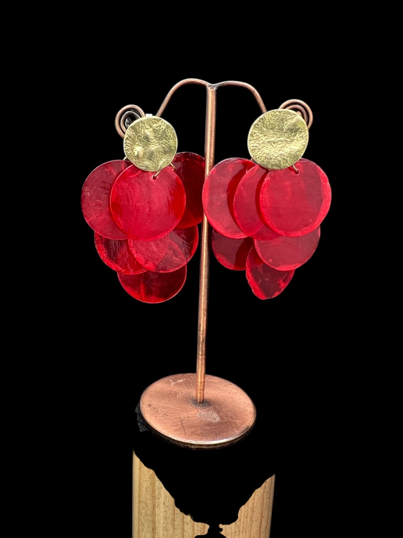 Red Disco Statement Earrings