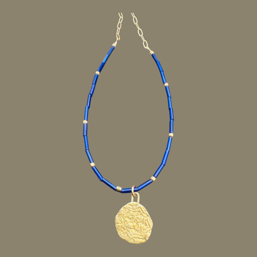 Blue Exile coin necklace