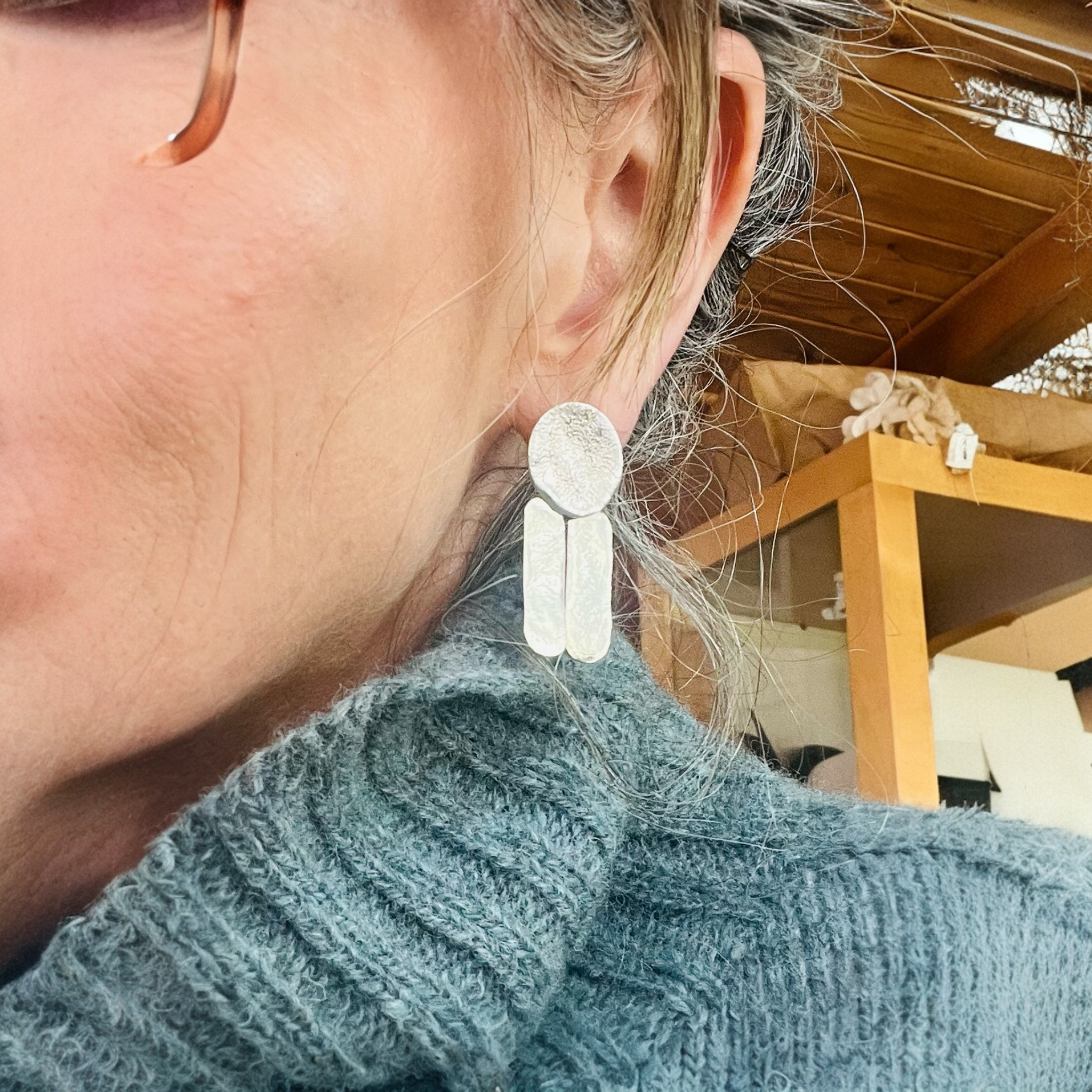 Henge silver or gold earrings