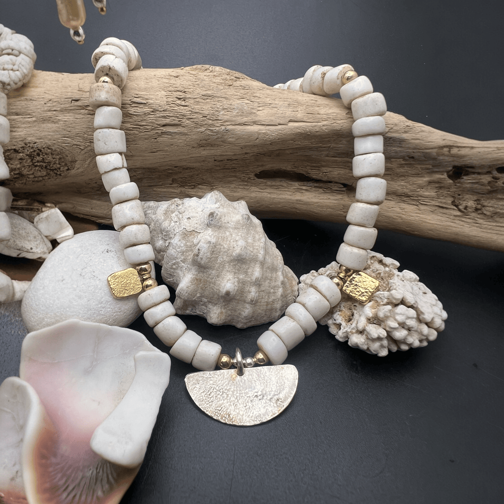 Porcelain trade bead necklace