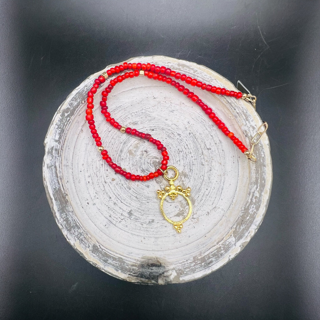 Red Glass Mata necklace