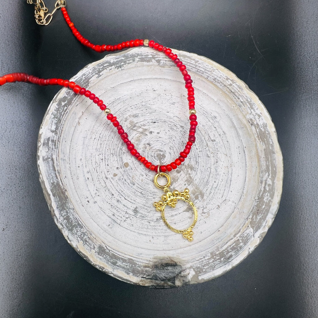 Red Glass Mata necklace