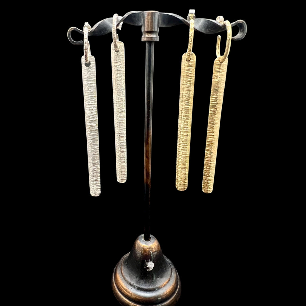 Razor clam earrings in silver and gold