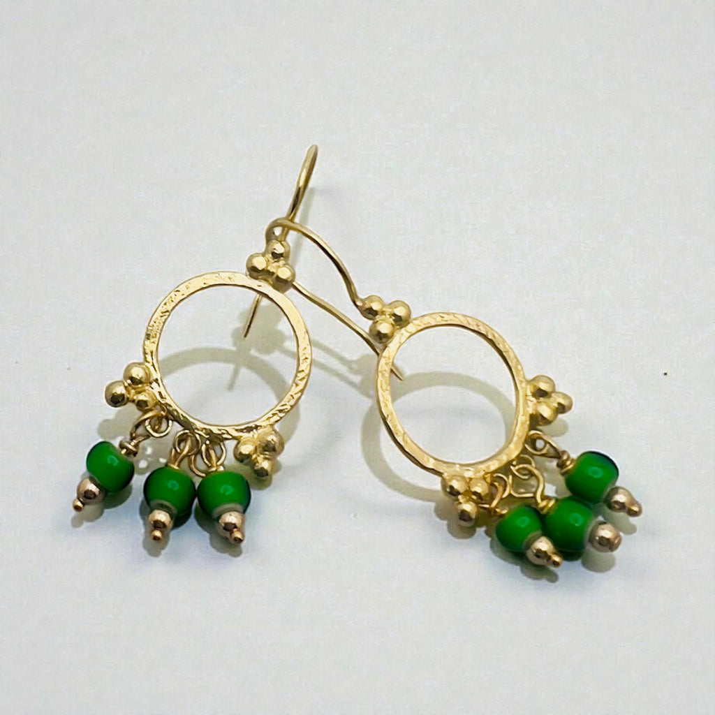 Green Mata gold earrings