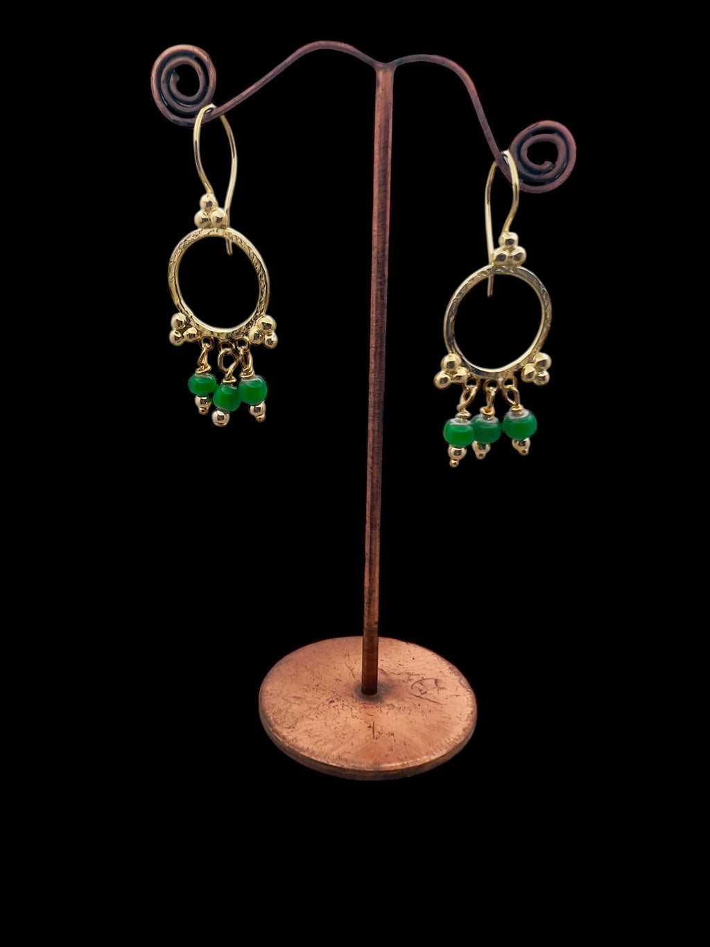 Green Mata gold earrings