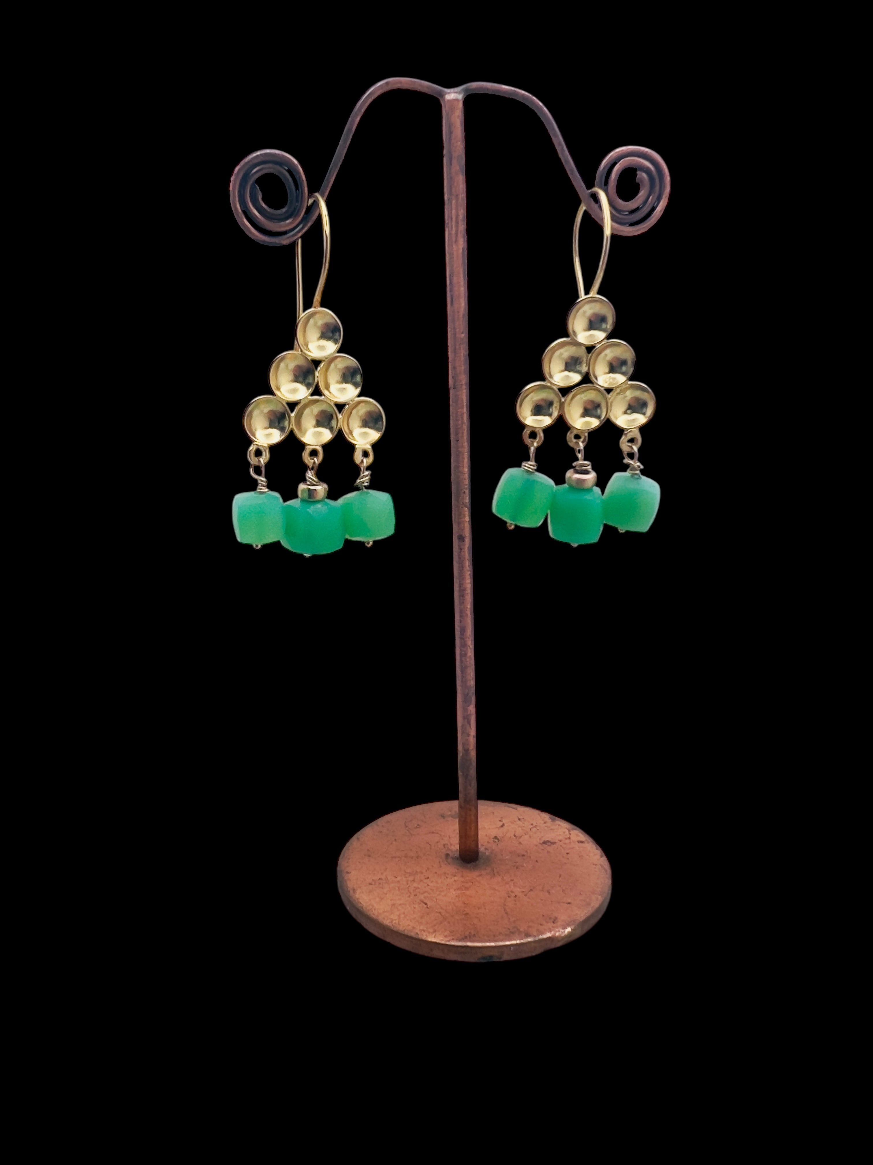 Chrysoprase dome drop earrings