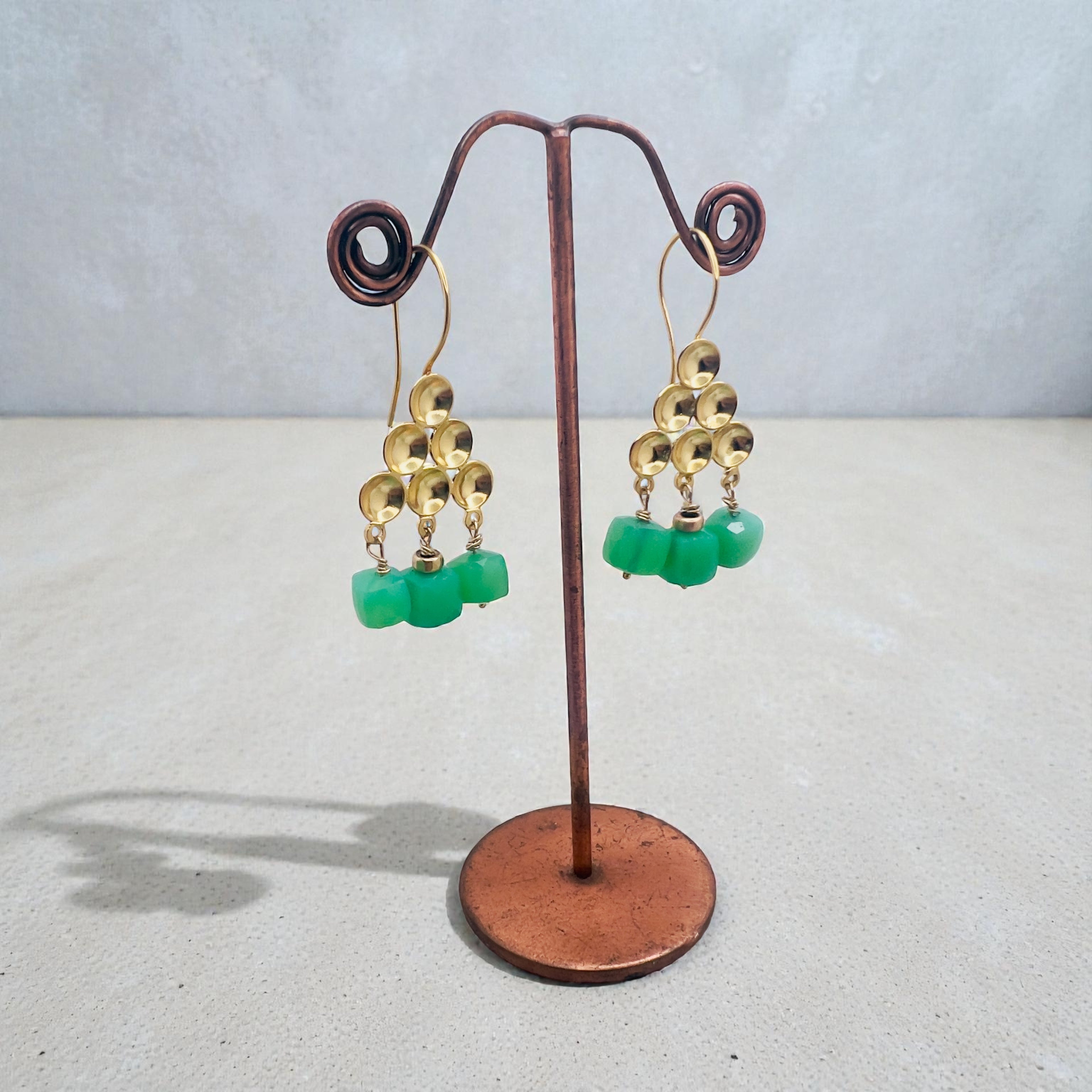 Chrysoprase dome drop earrings
