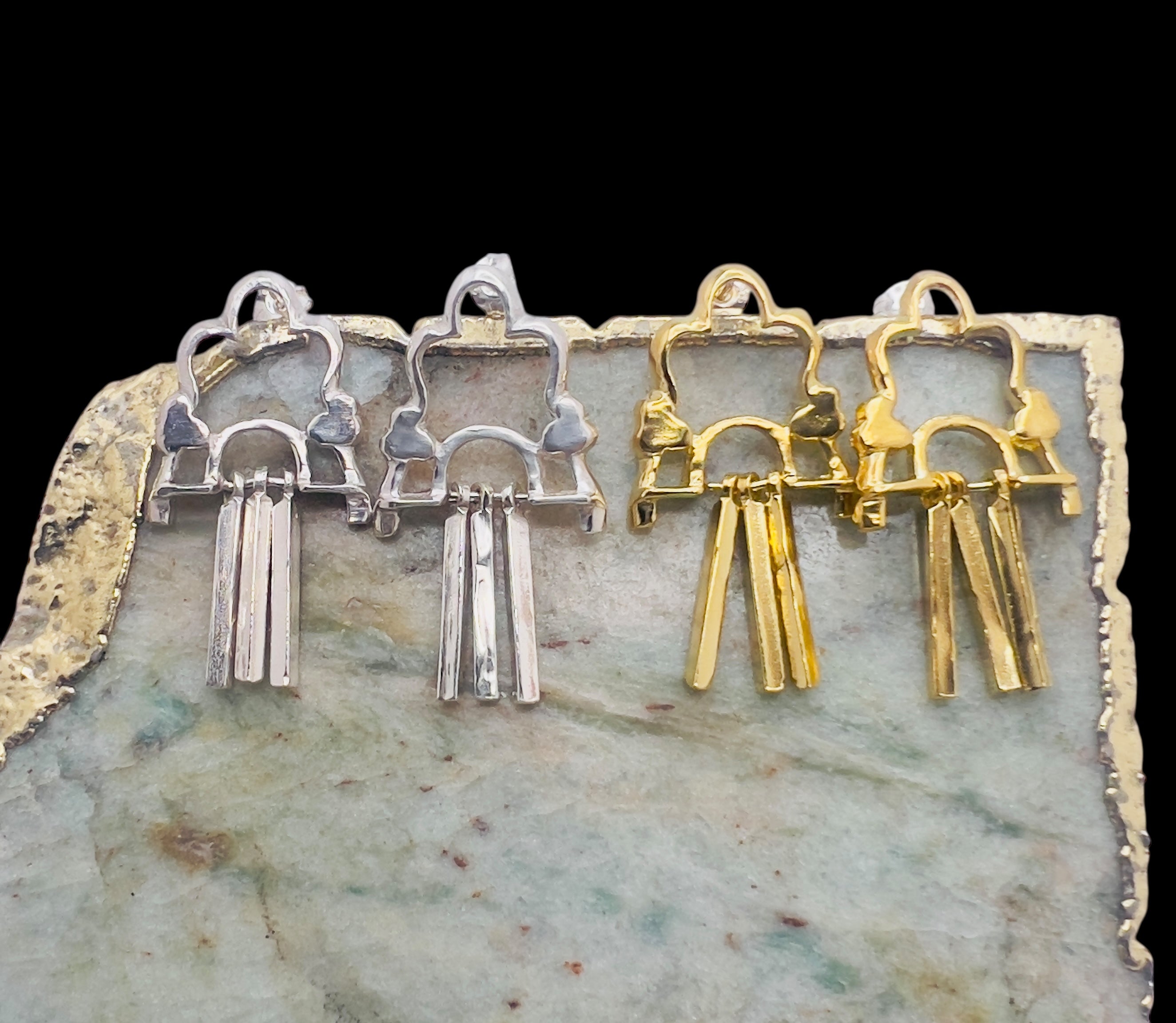 Silver or gold shikhara earrings