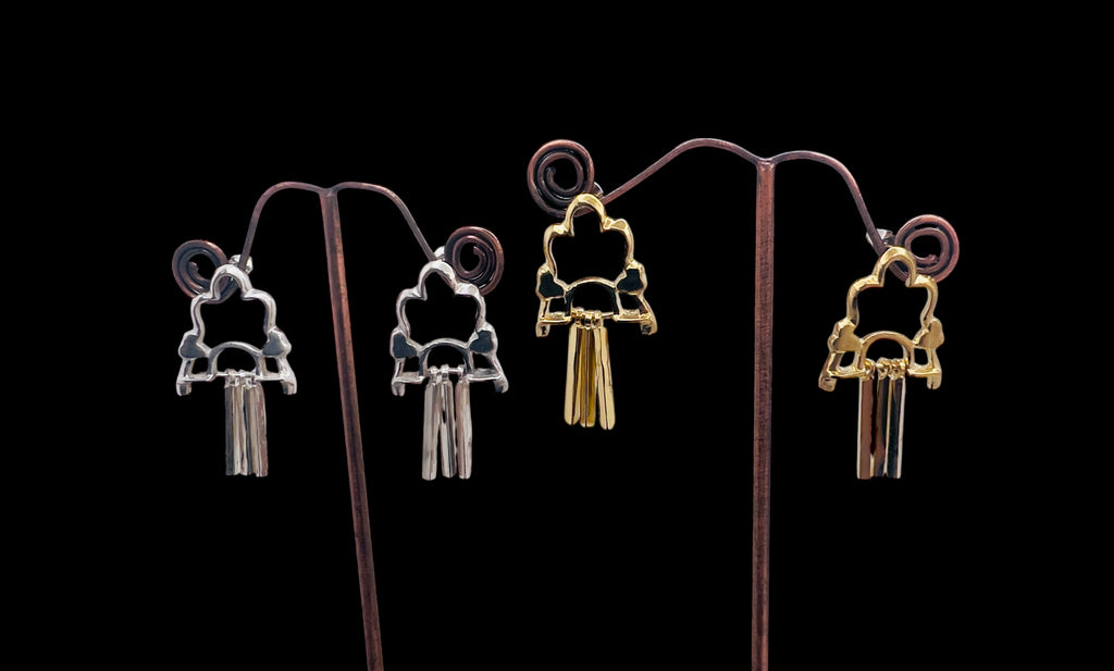 Silver or gold shikhara earrings