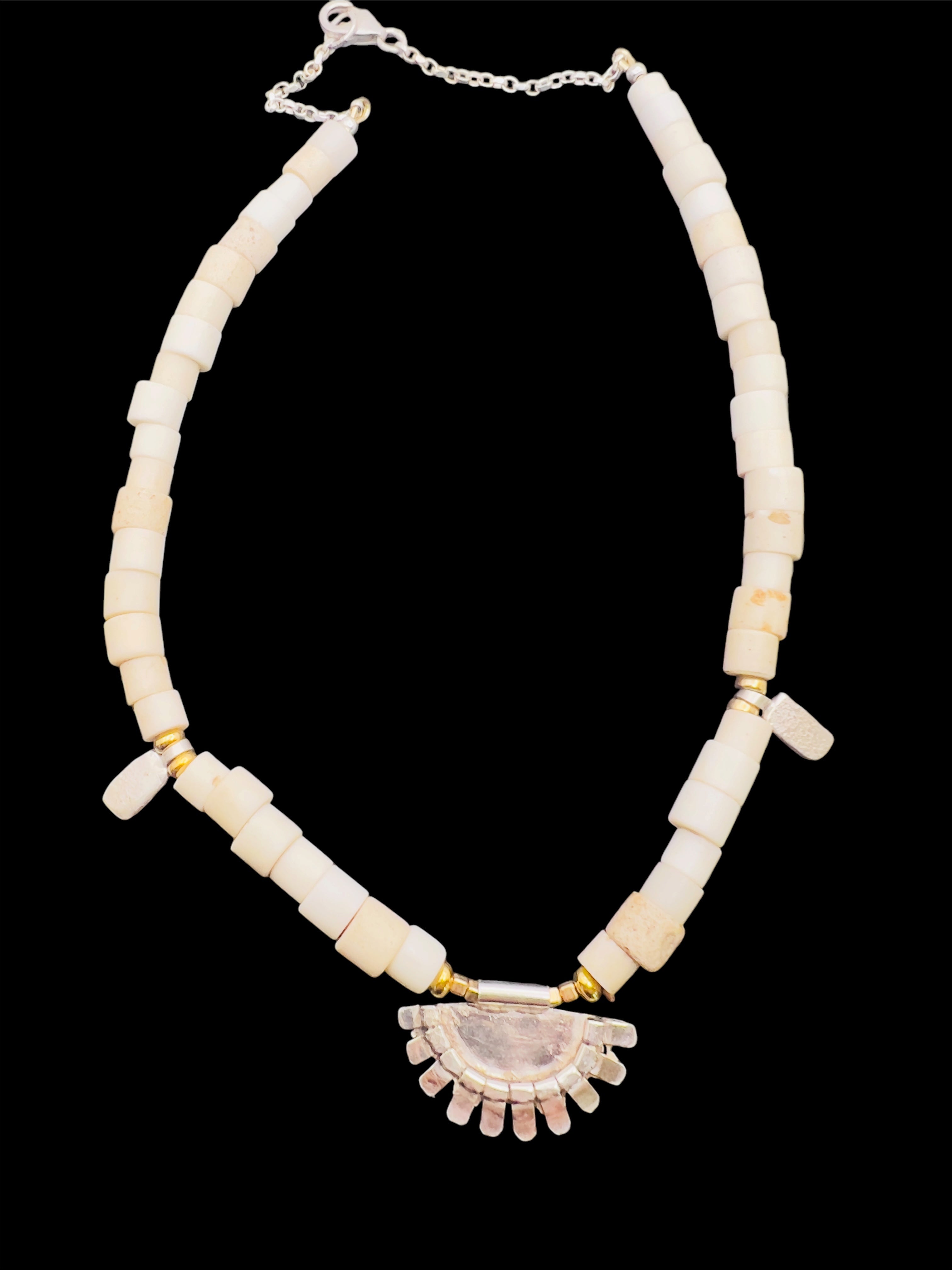 Porcelain trade bead Aztec necklace